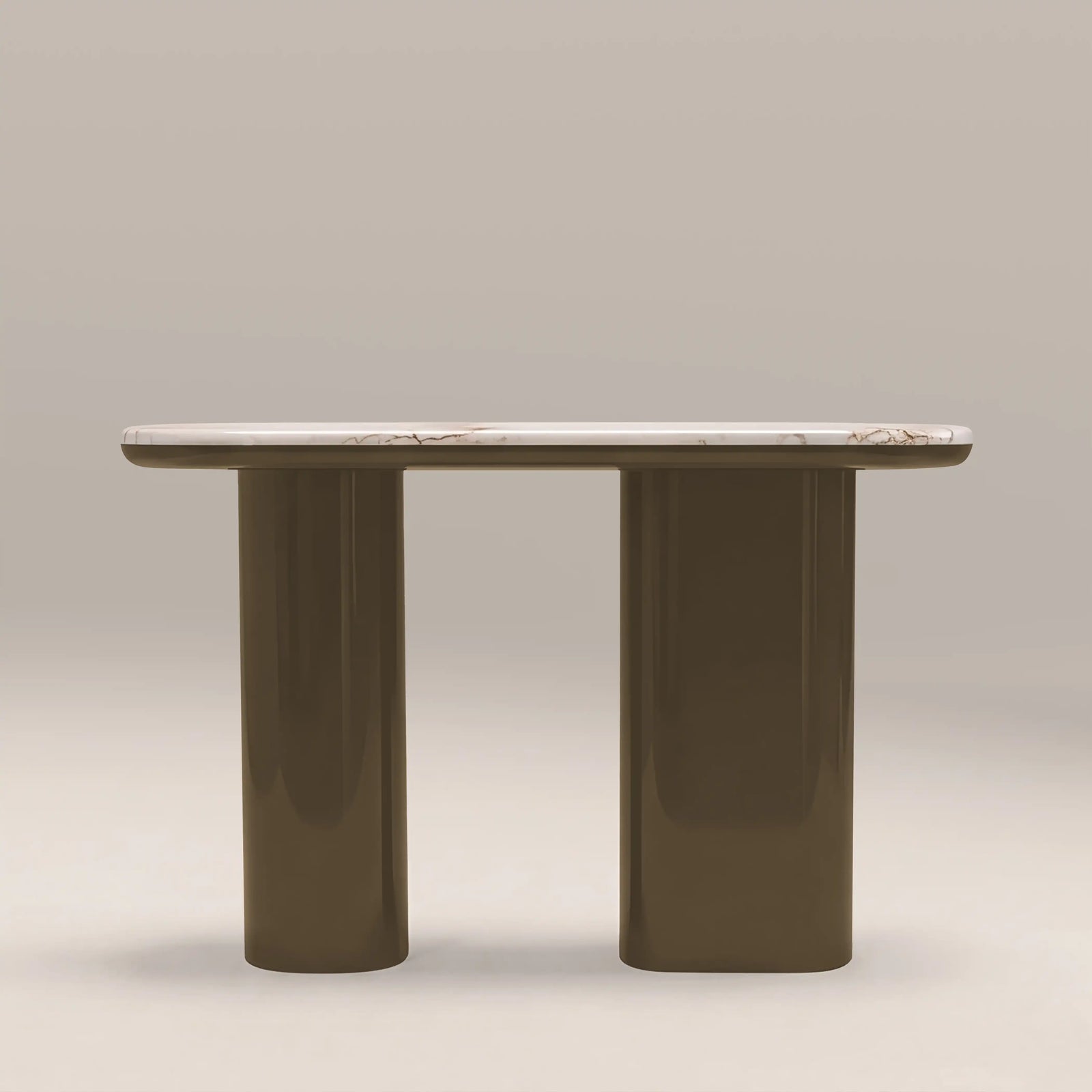 Jasper Console Table | Fantasy White Marble & High Gloss Clay Green