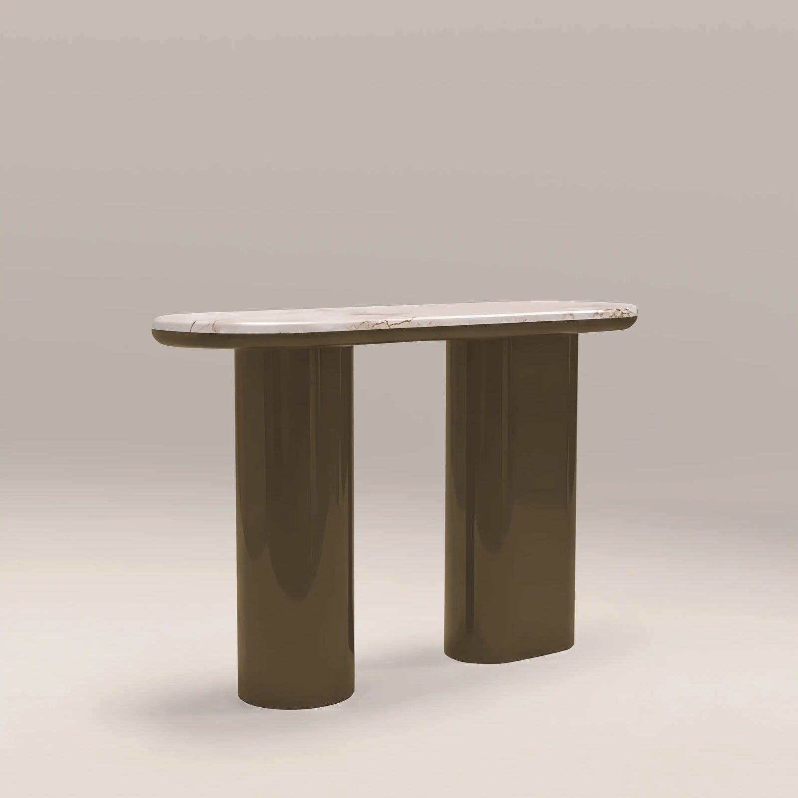 Jasper Console Table | Fantasy White Marble & High Gloss Clay Green