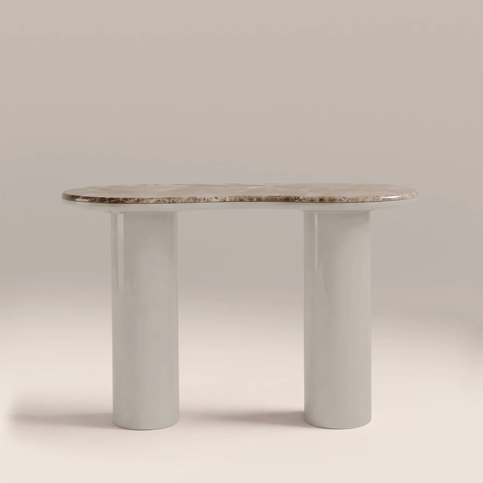 Ezra Console Table | Cappuccino Brown Marble & High Gloss Latte