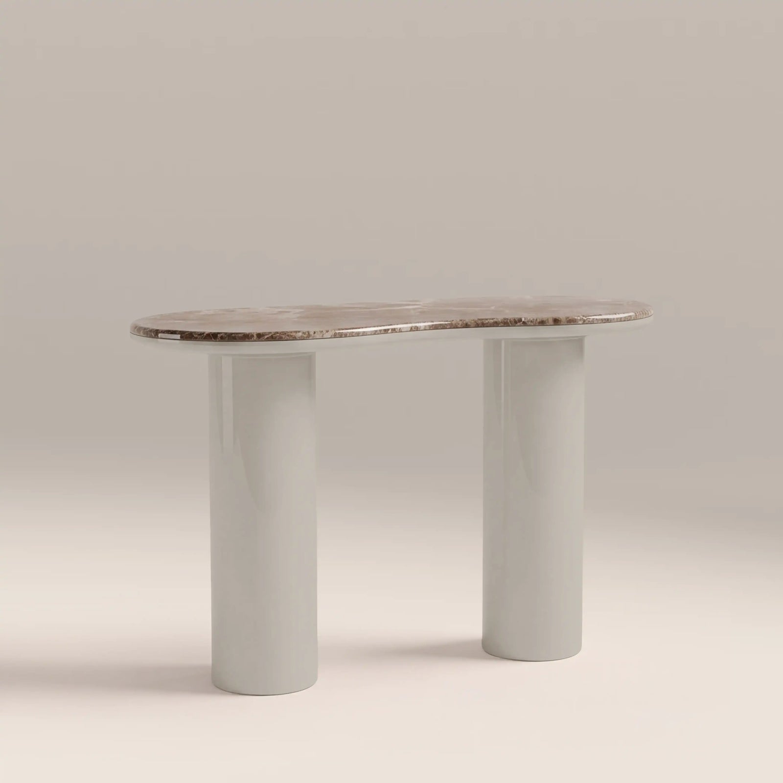 Ezra Console Table | Cappuccino Brown Marble & High Gloss Latte