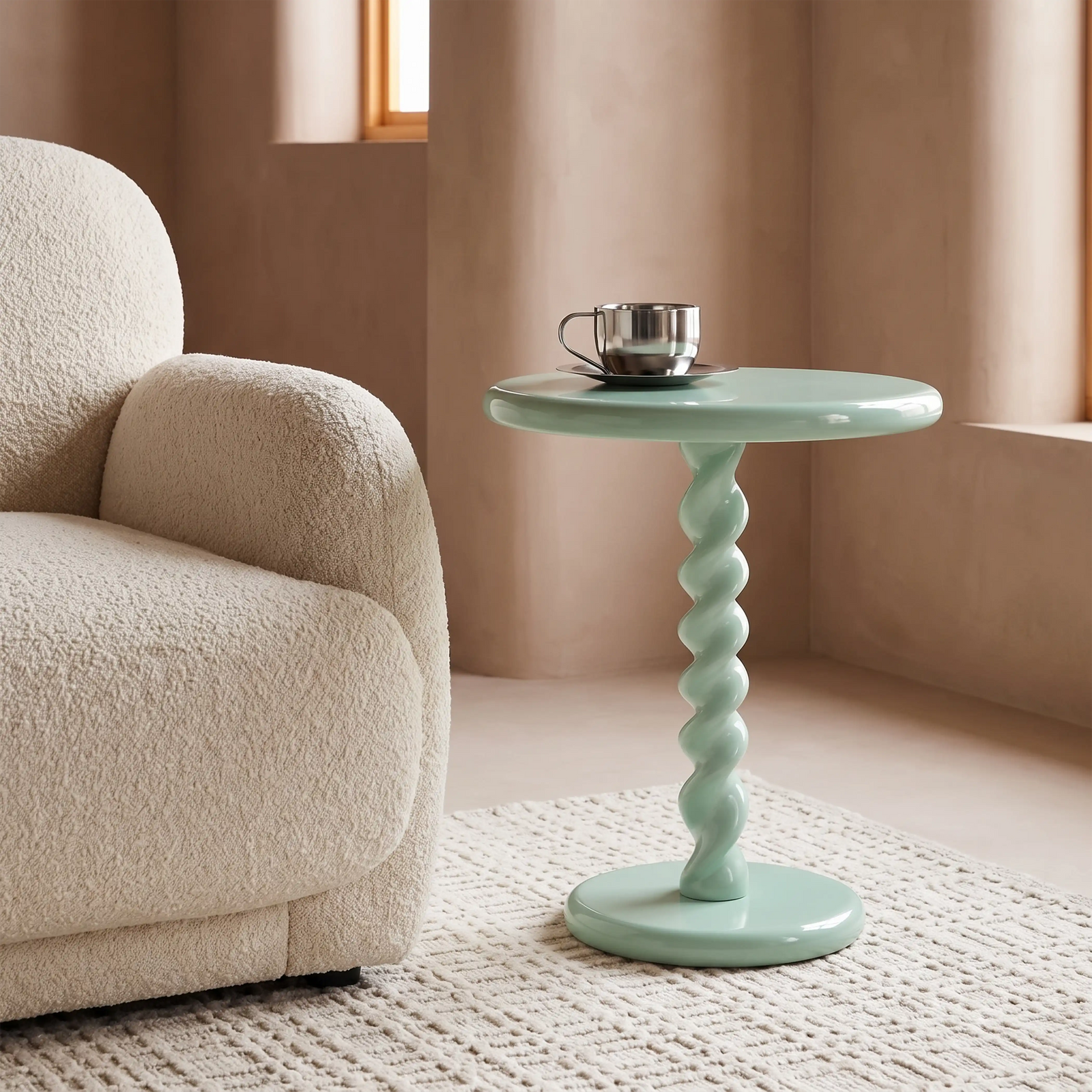 Jairo Round Side Table | High Gloss Mint Green
