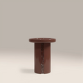 Imani Round Side Table | Maroon Red Marble & High Gloss Burgundy