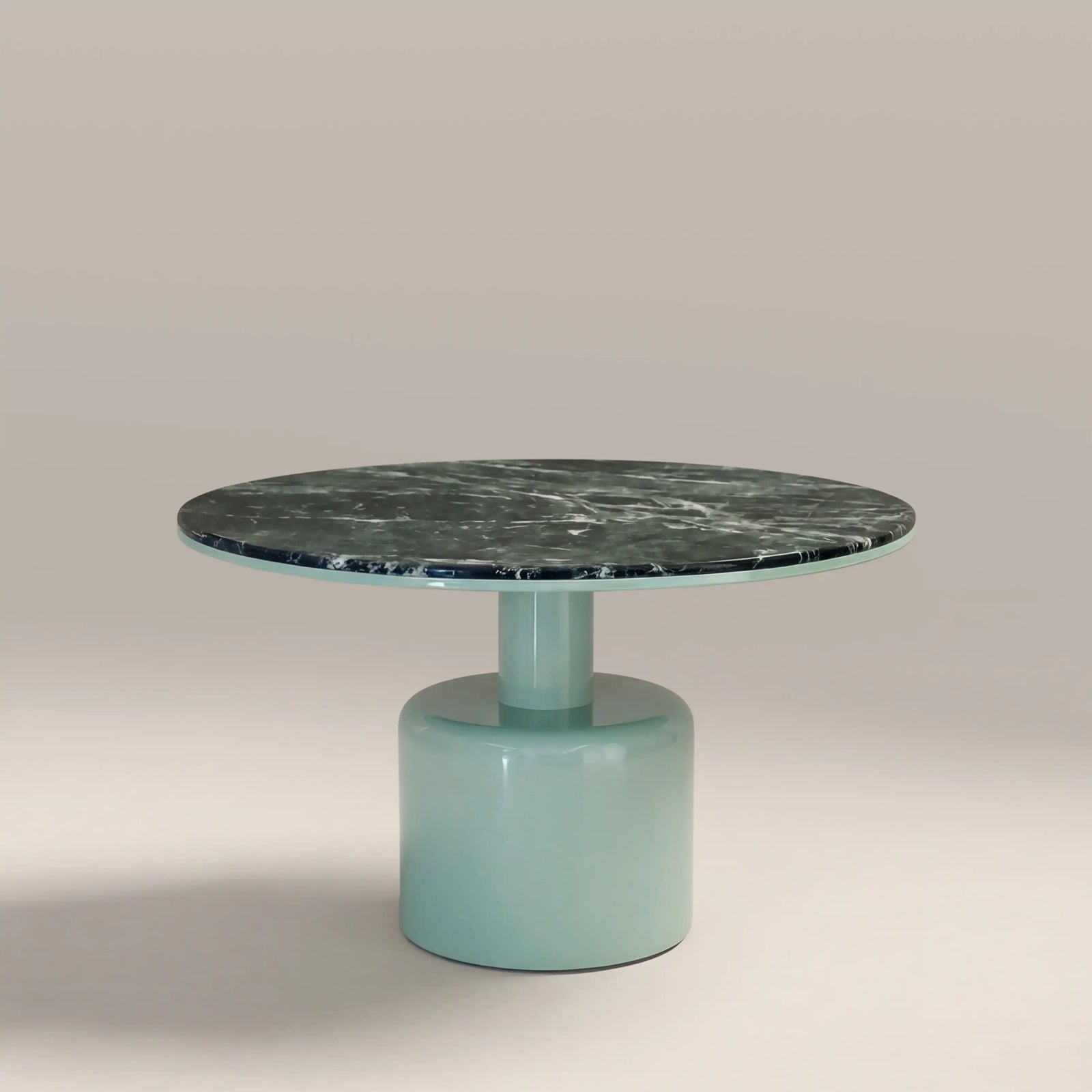 Vance 4 Seat Round Dining Table | Emerald Marble & High Gloss Mint Green