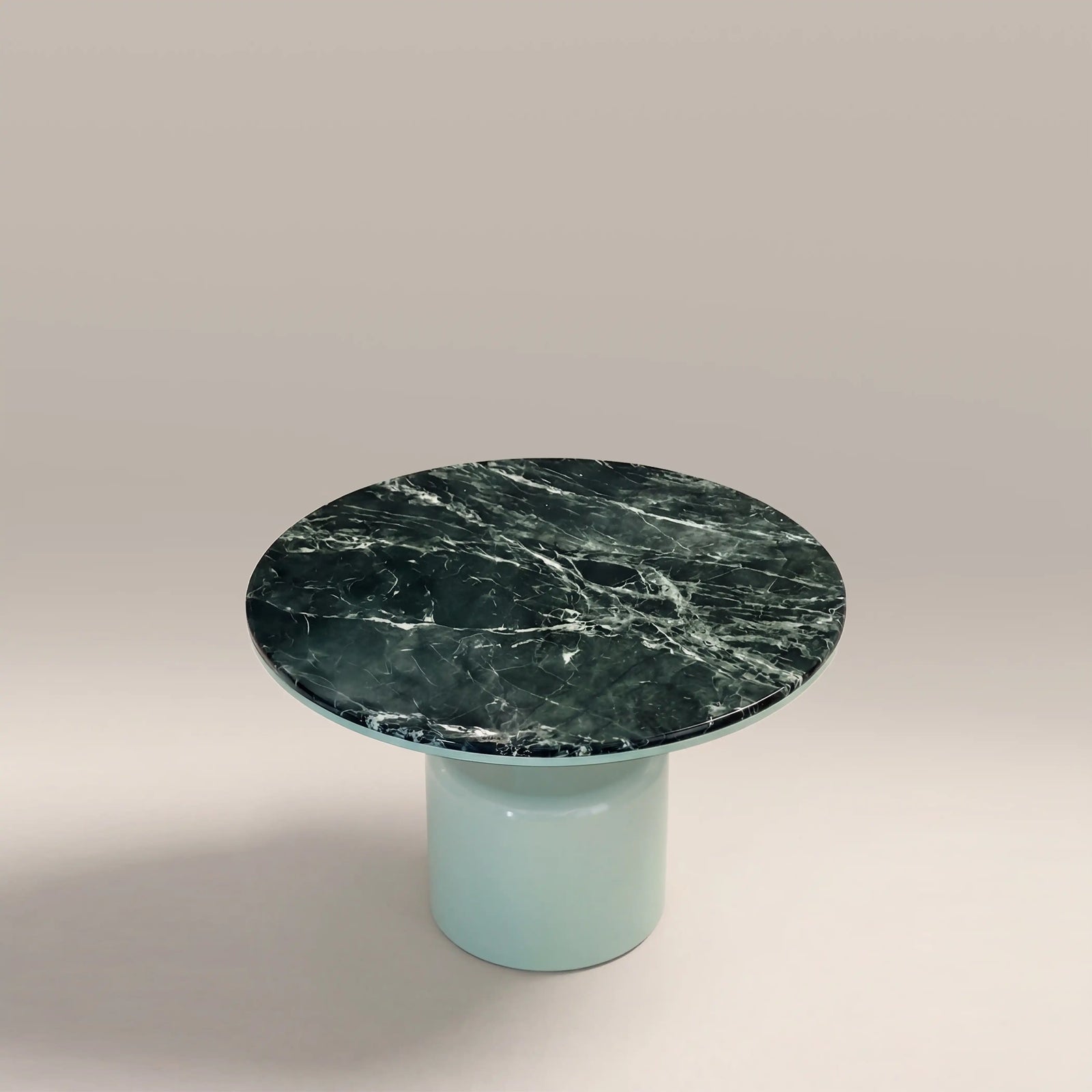 Vance 4 Seat Round Dining Table | Emerald Marble & High Gloss Mint Green