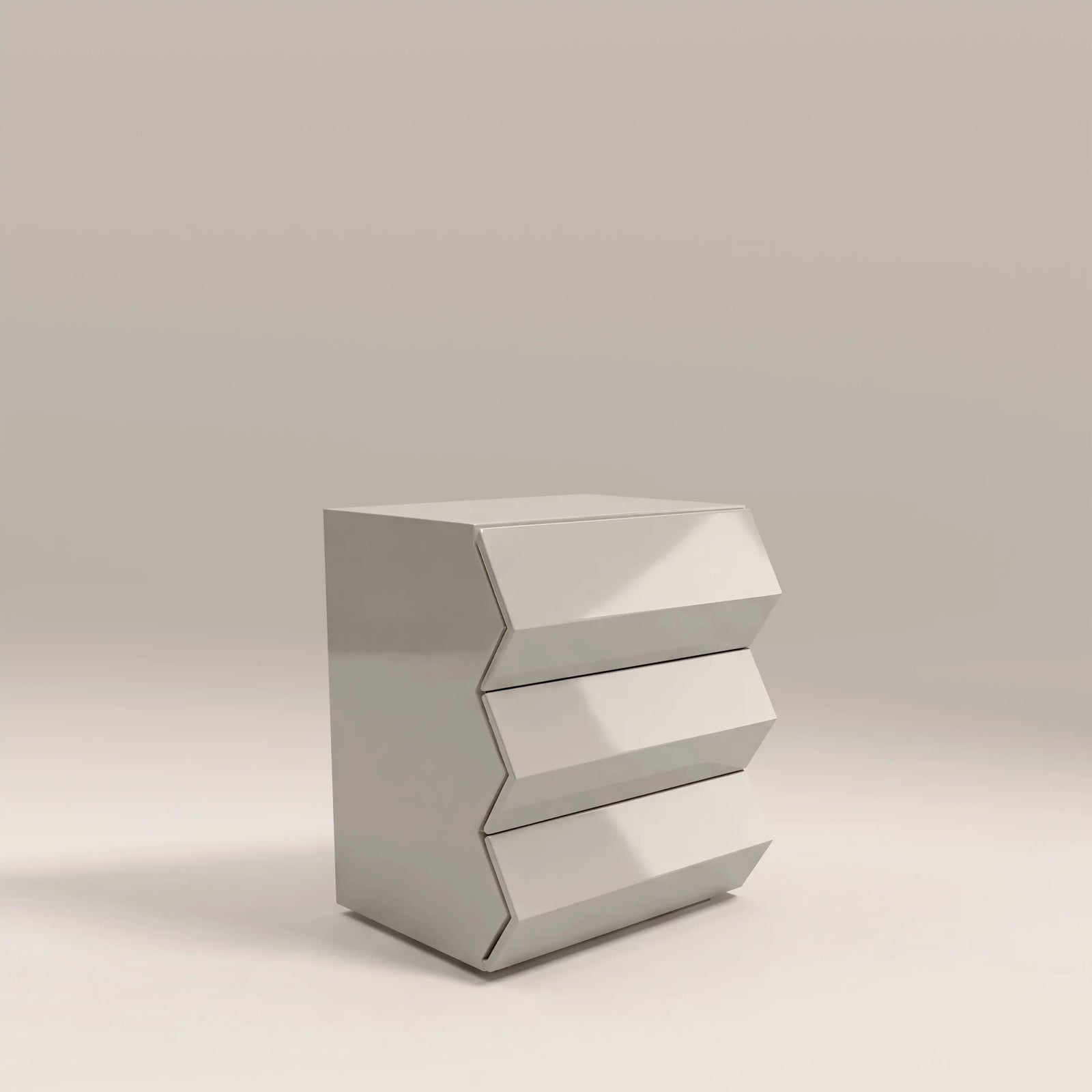Kain 3 Drawer Bedside Table | High Gloss Latte