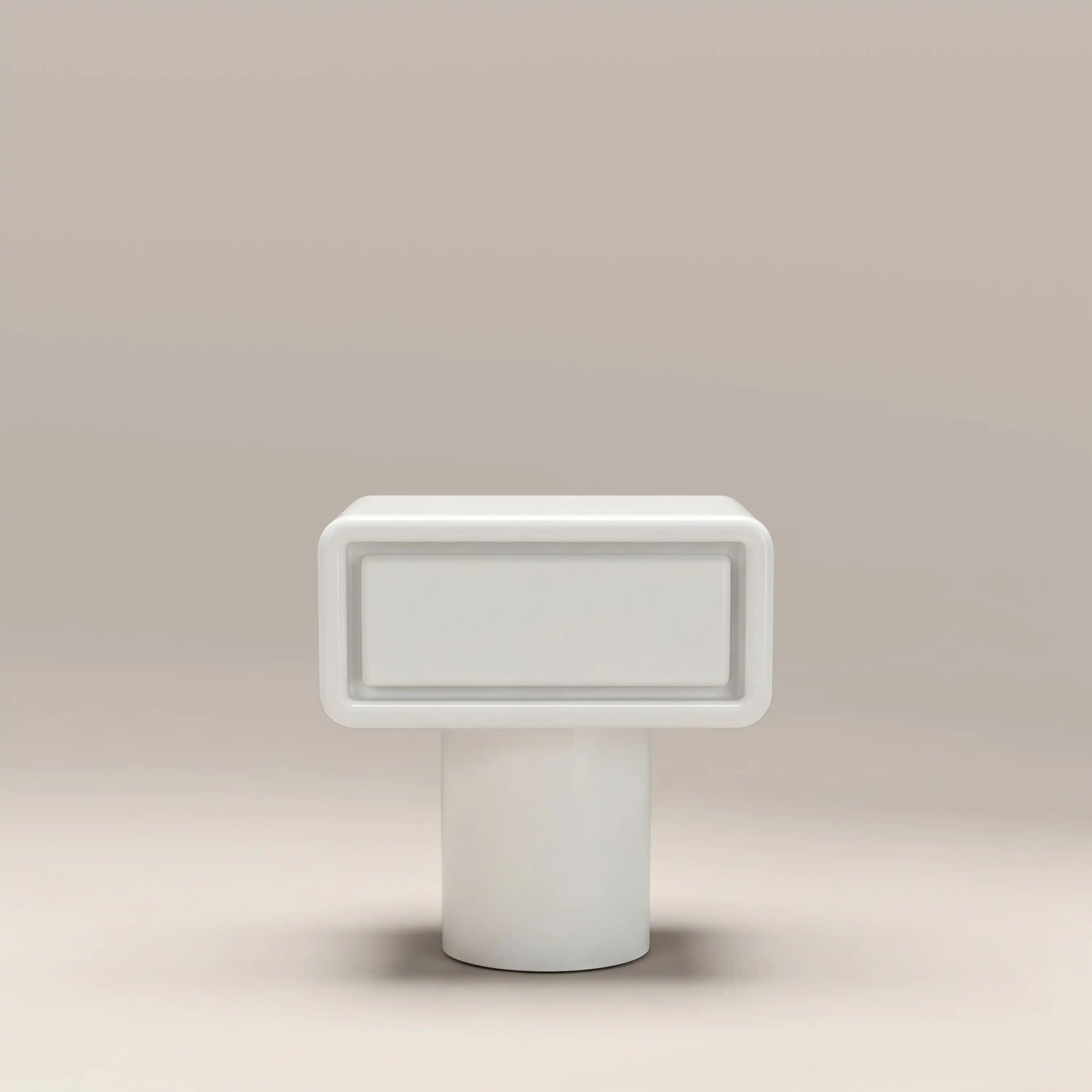 Avery 1 Drawer Rectangle Bedside Table | High Gloss Milky White
