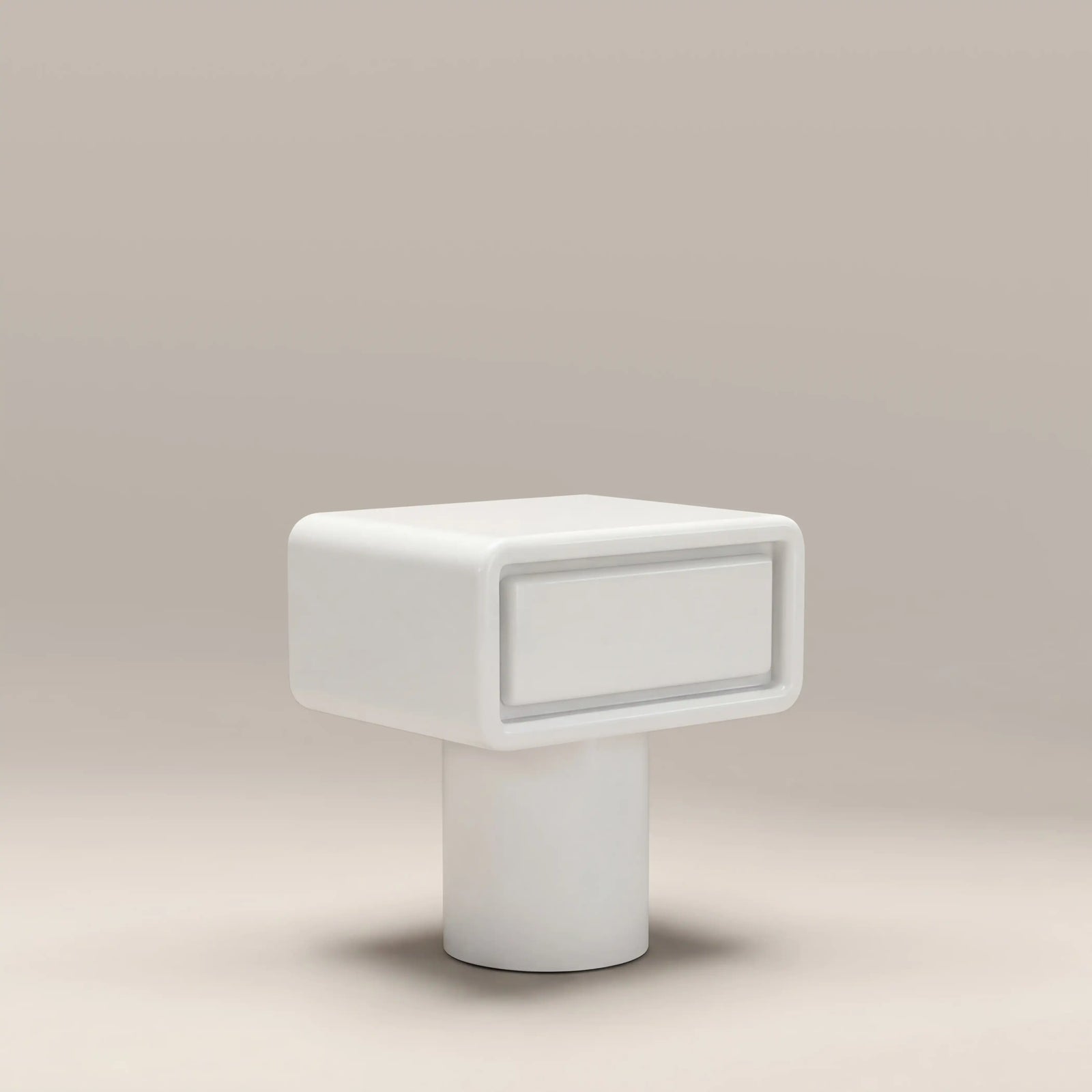 Avery 1 Drawer Rectangle Bedside Table | High Gloss Milky White