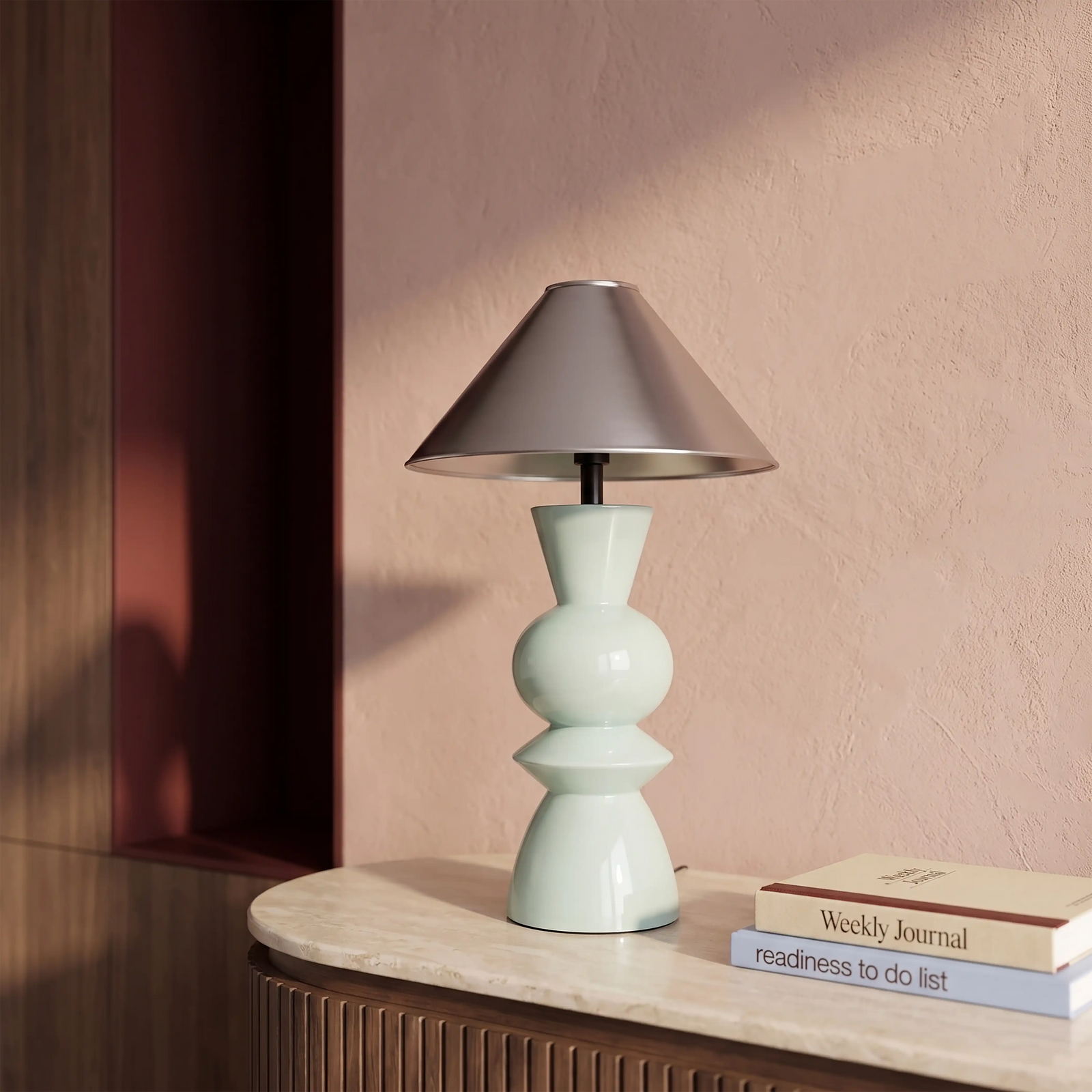 Perrie Table Lamp | Chrome & High Gloss Mint Green