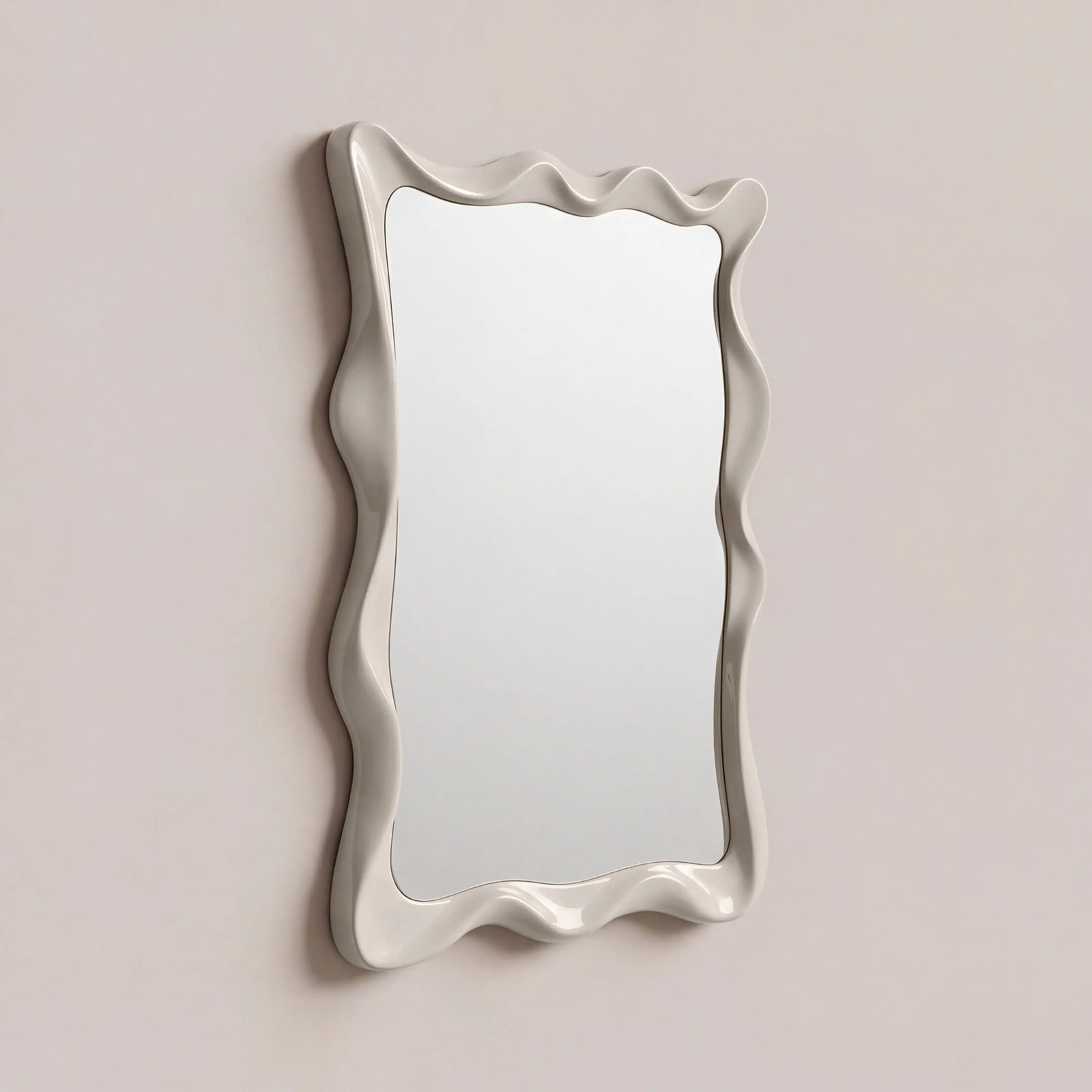 Ezra Wavy Wall Mirror, 120 x 80cm | High Gloss Latte