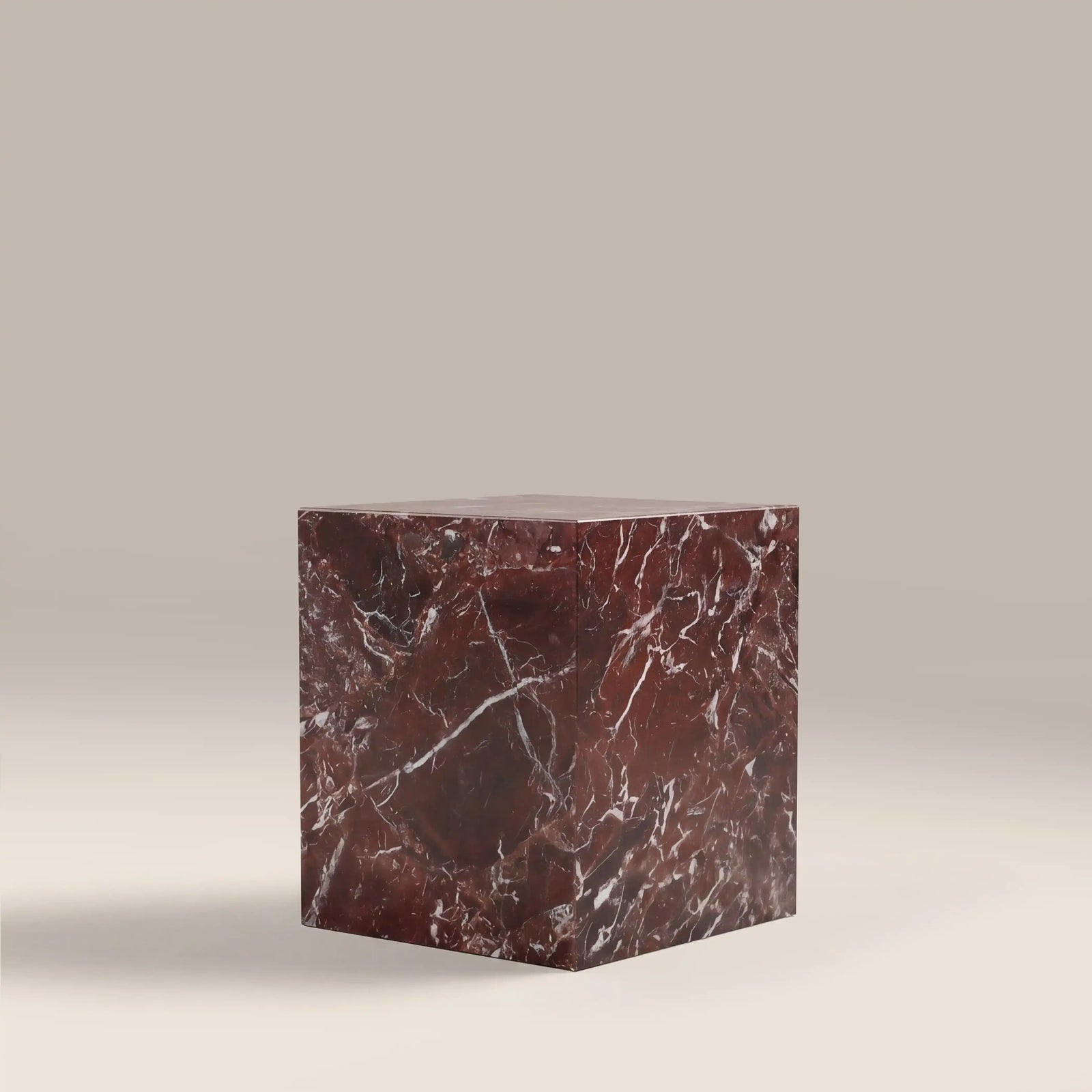 Casper Square Side Table | Maroon Red Marble