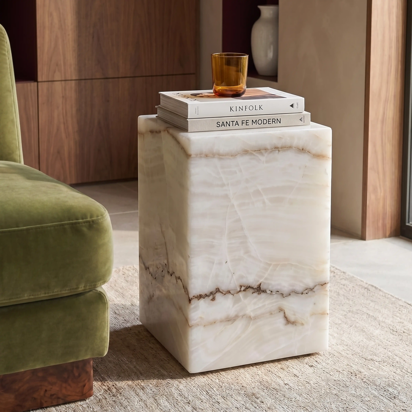 Casper Rectangle Side Table | White Marble