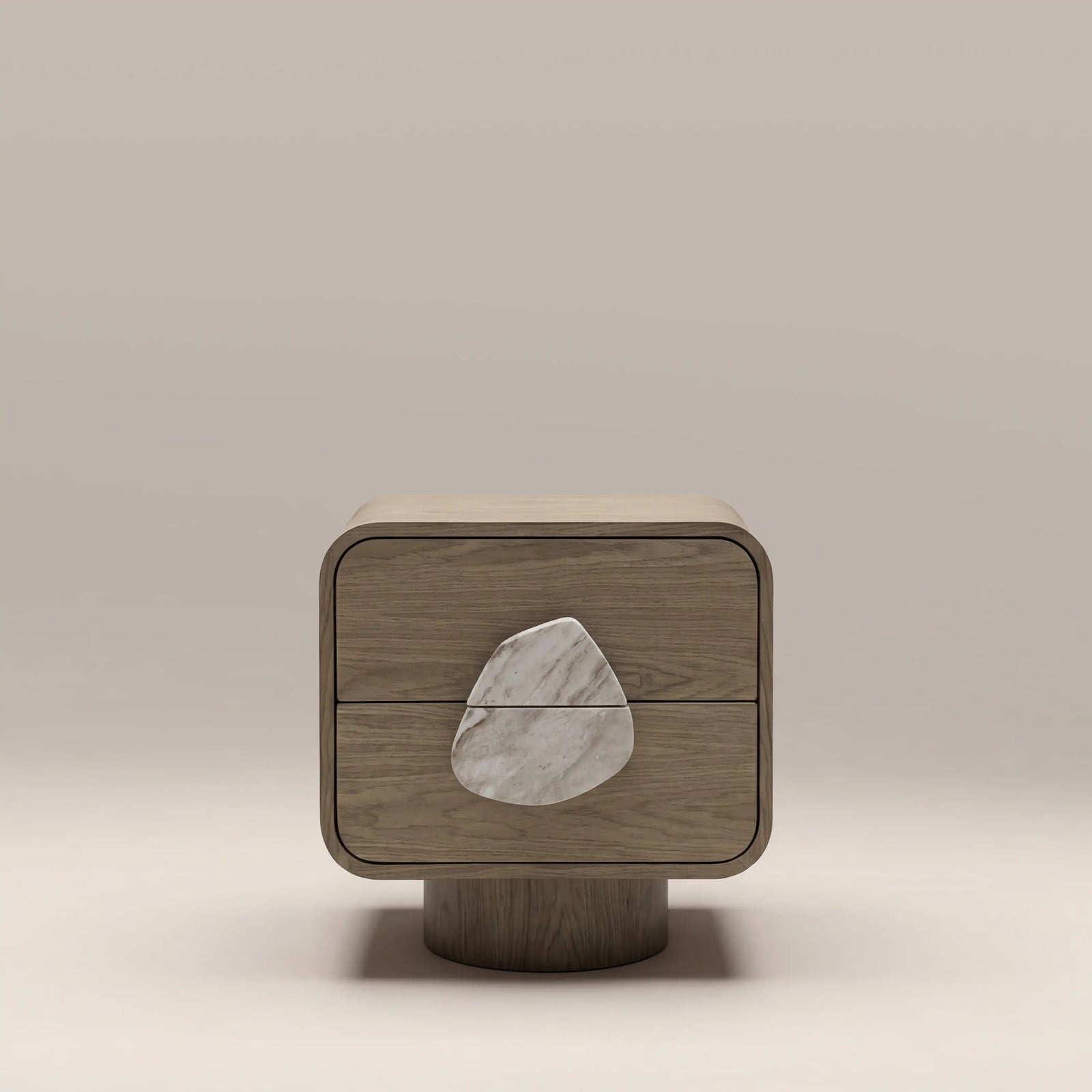 Aria 2 Drawer Wooden Bedside Table | French Riviera Marble & Walnut