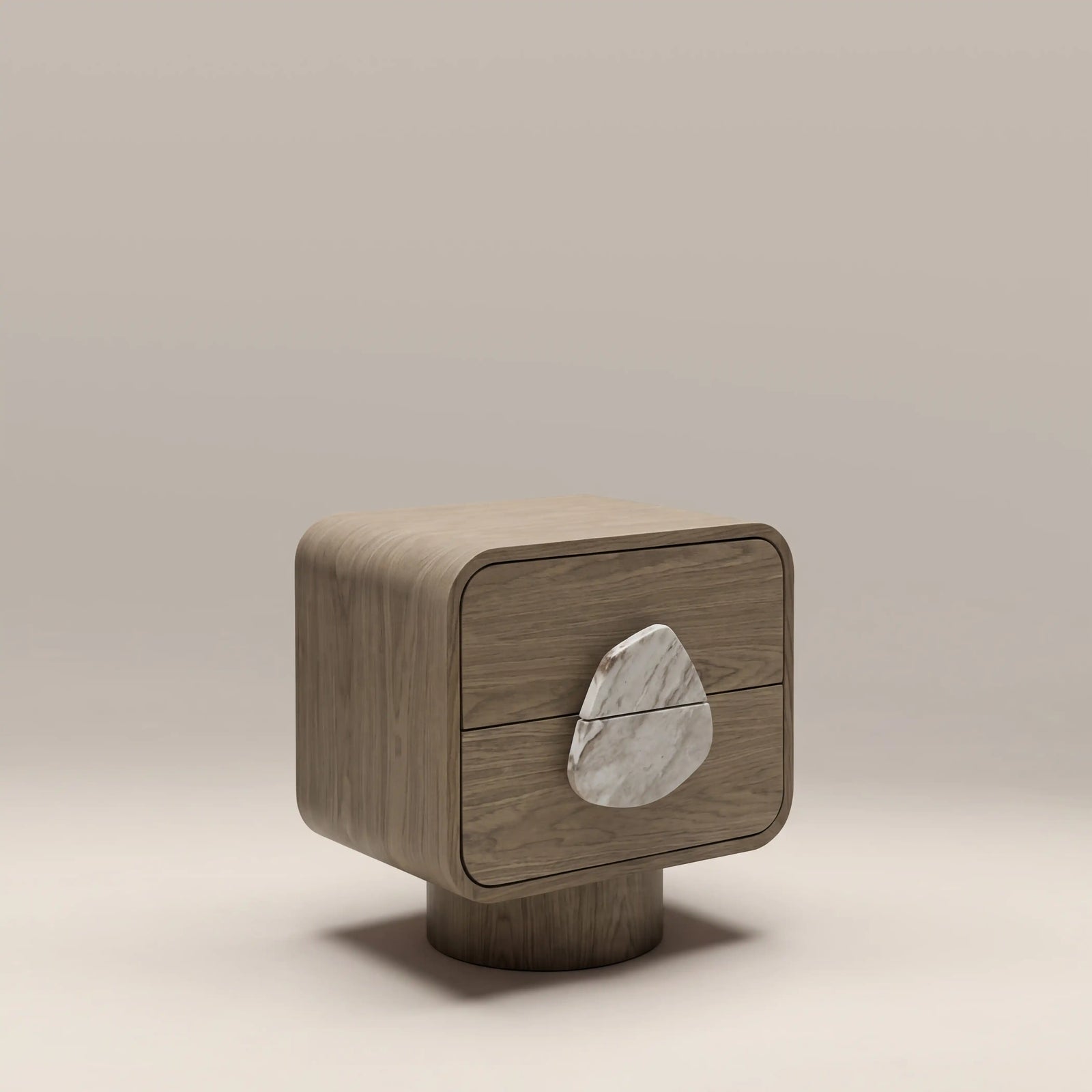 Aria 2 Drawer Wooden Bedside Table | French Riviera Marble & Walnut