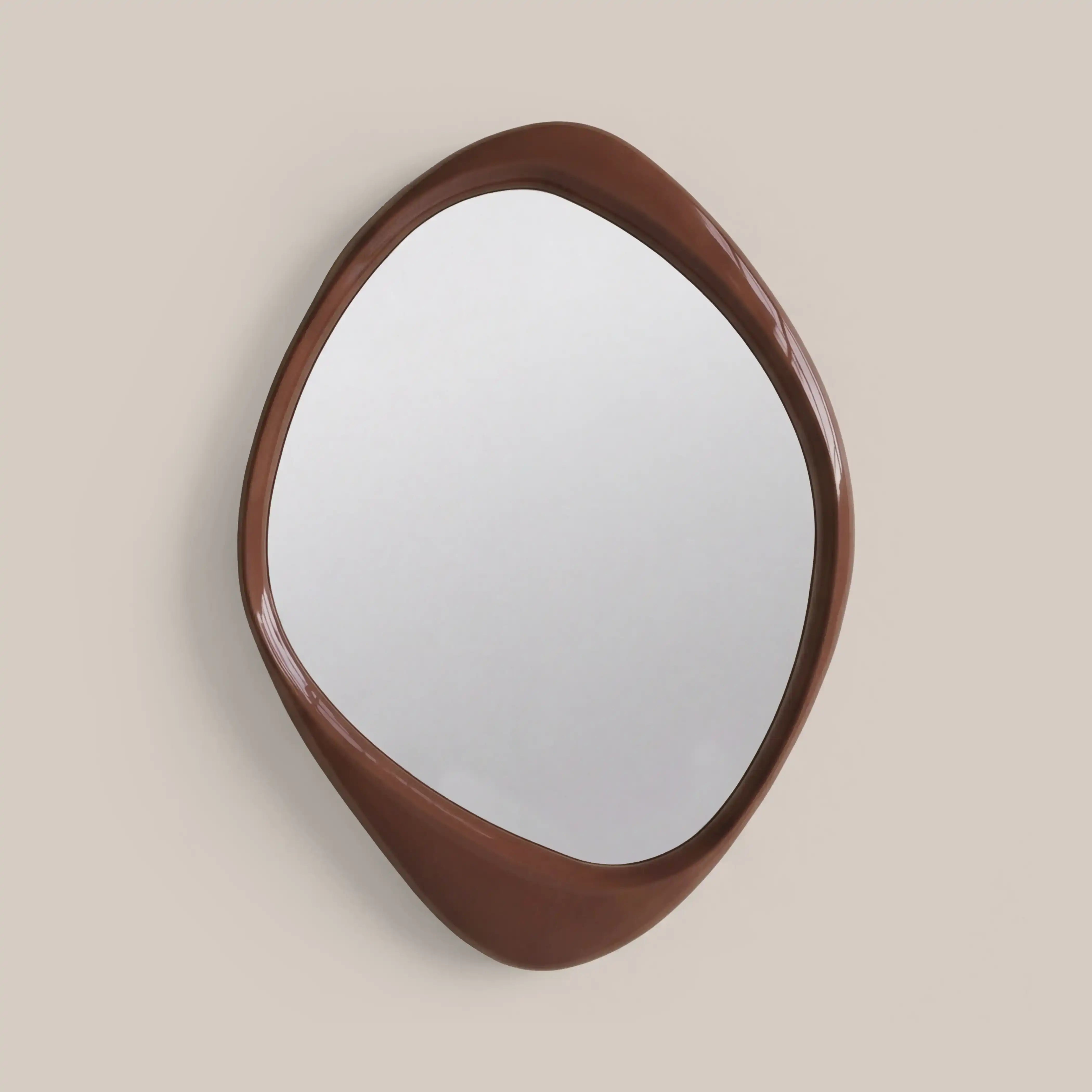 Jasper Asymmetrical Wall Mirror, 120 x 86 cm | High Gloss Burgundy