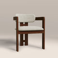 Hallie Wooden Carver Dining Chair | Speckled Stone Sustainable Boucle & Walnut