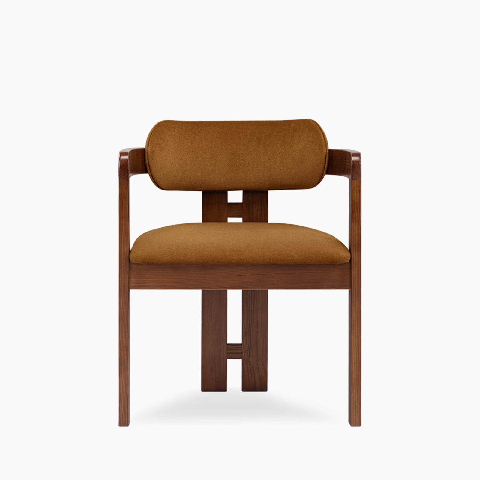 Hallie Carver Dining Chair | Caramel Sustainable Mohair Velvet & Walnut
