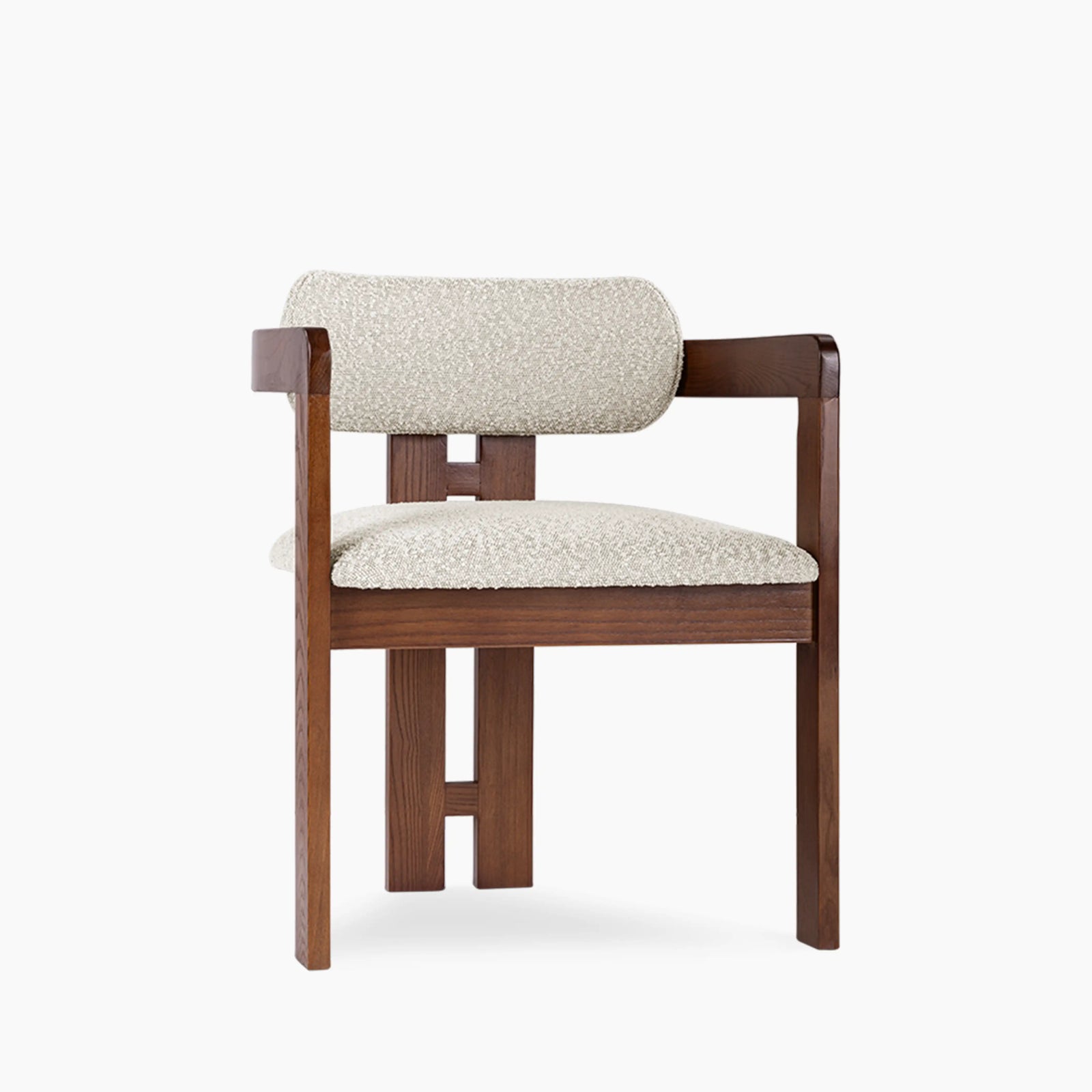 Hallie Carver Dining Chair | Speckled Stone Sustainable Boucle & Walnut