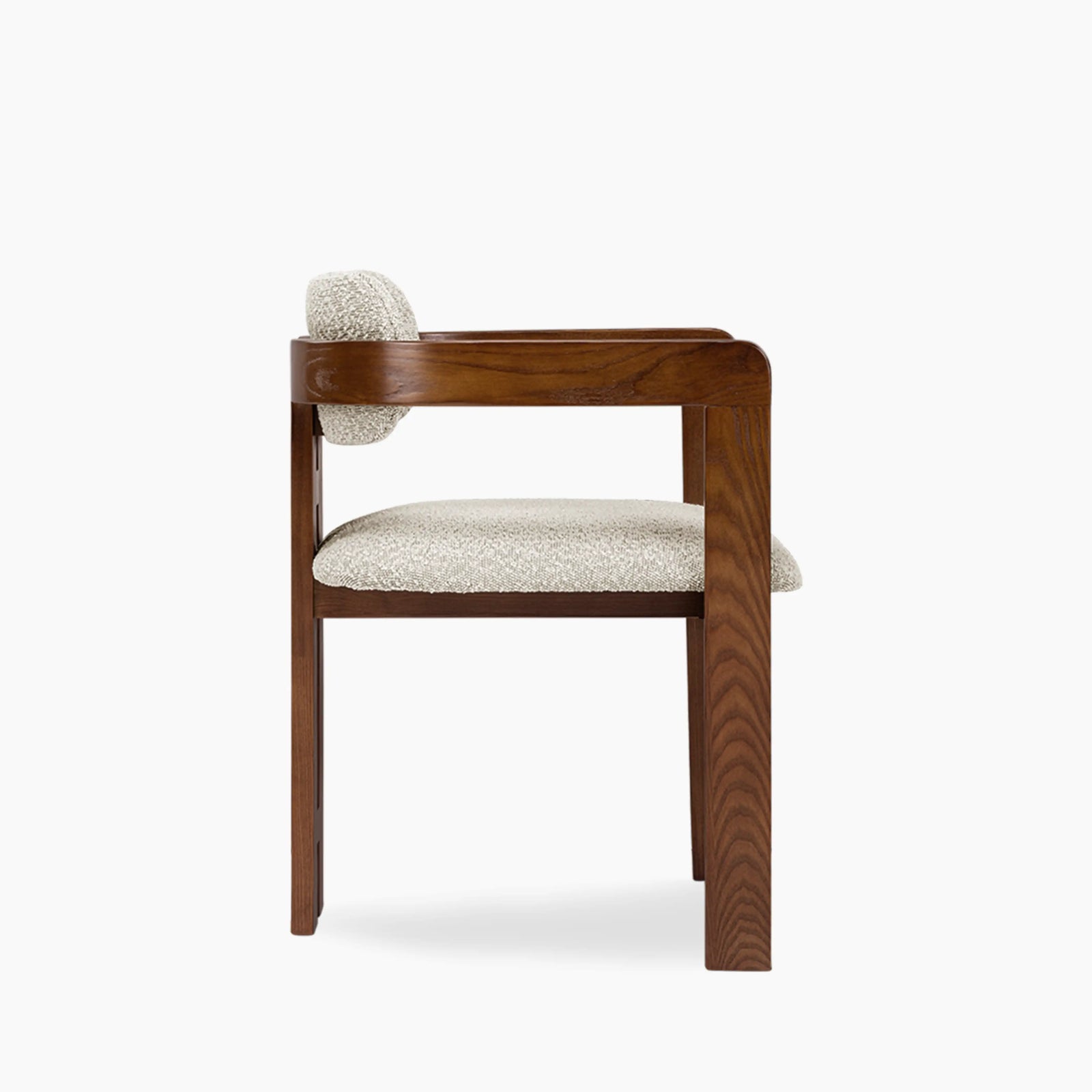 Hallie Carver Dining Chair | Speckled Stone Sustainable Boucle & Walnut