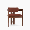 Hallie Wooden Carver Dining Chair | Rust Red Sustainable Velvet & Walnut