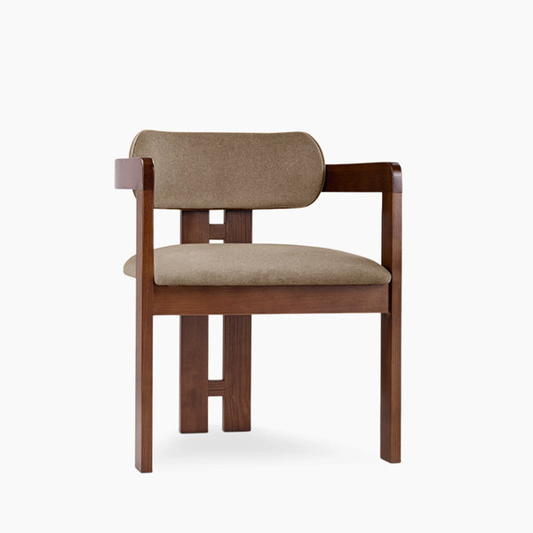Hallie Carver Dining Chair, Truffle Sustainable Mohair Velvet