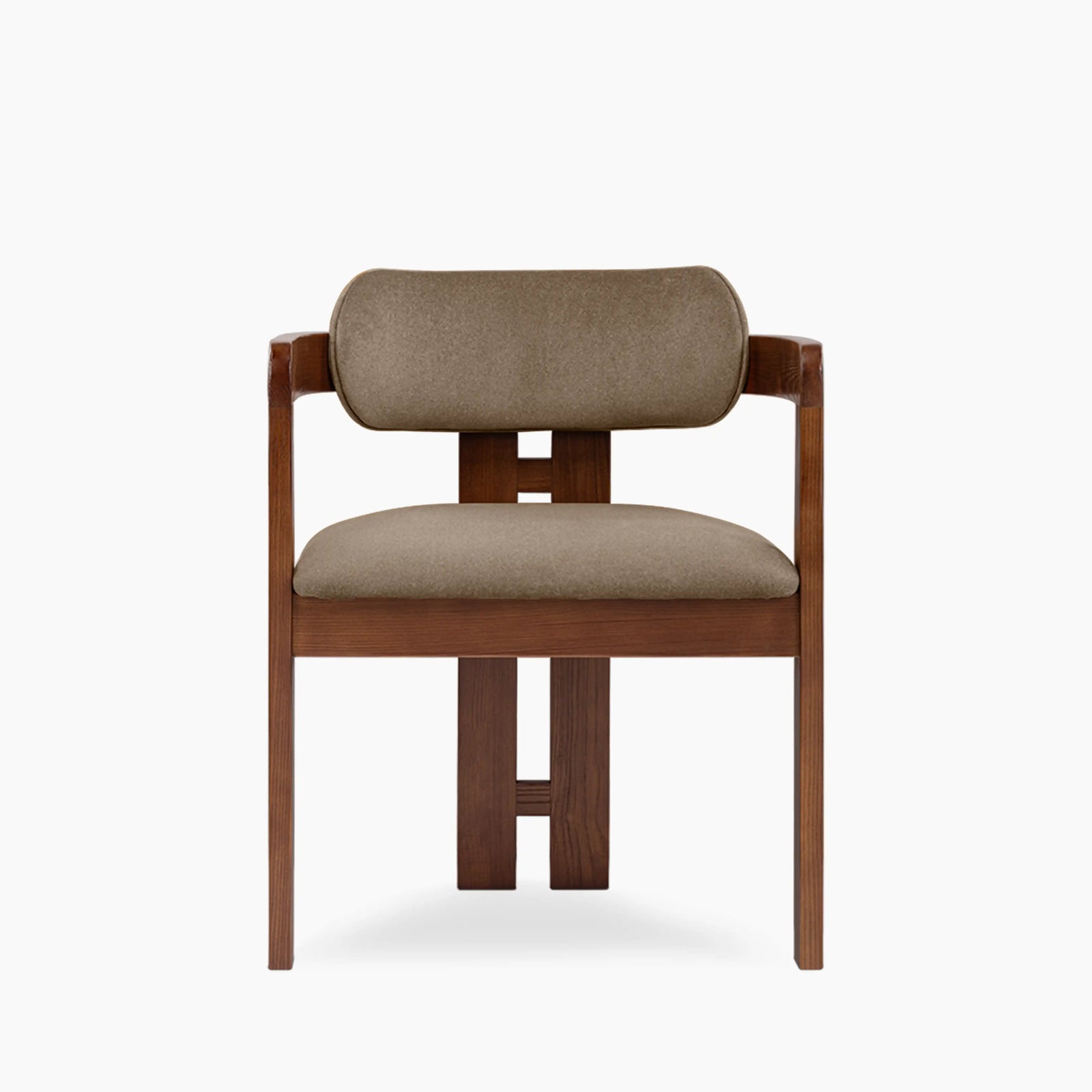 Hallie Carver Dining Chair | Truffle Sustainable Mohair Velvet & Walnut