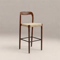 Madeleine Wooden Kitchen Stool | Natural Weave & Walnut