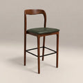 Madeleine Wooden Bar Stool | Vintage Green Faux Leather & Walnut