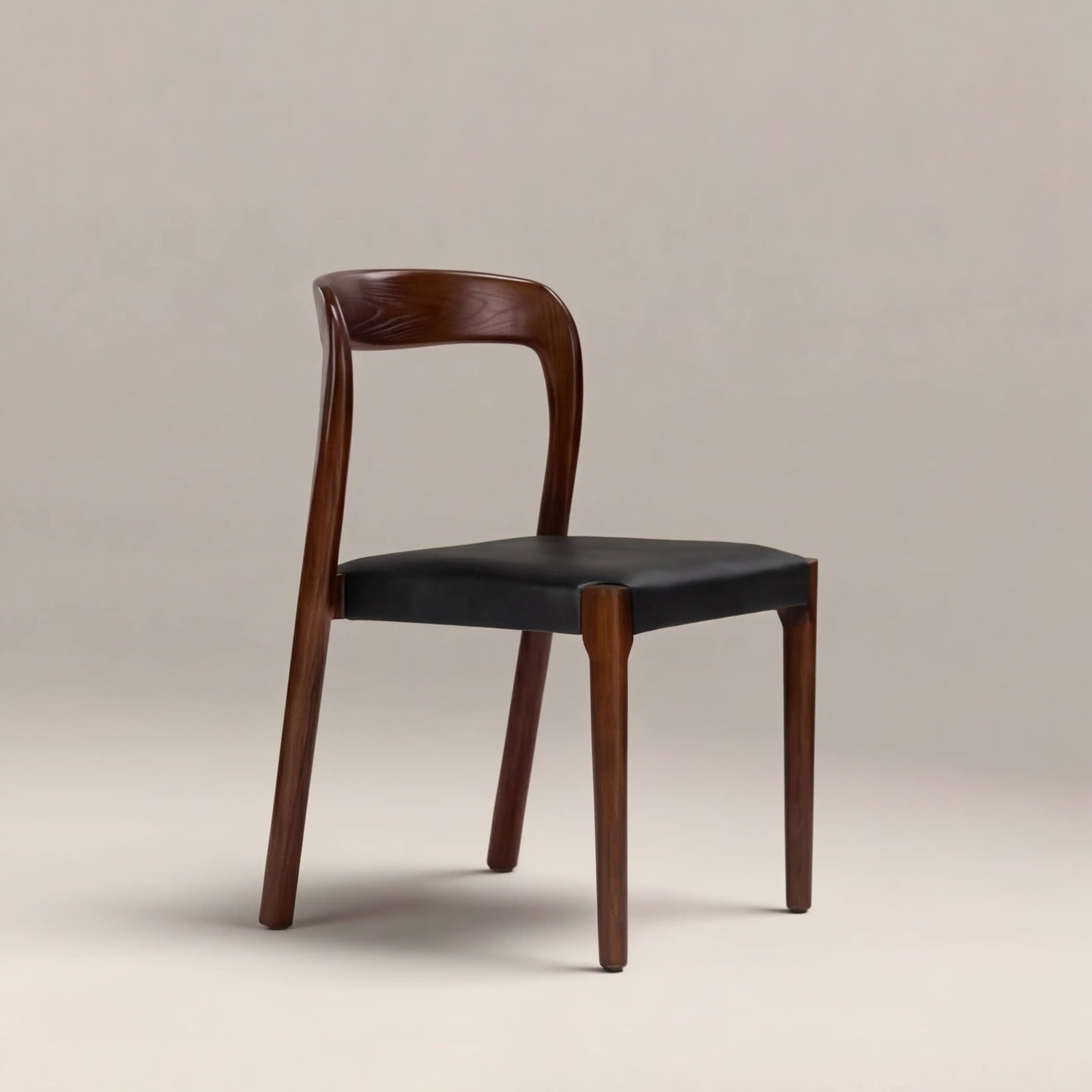 Madeleine Stackable Wooden Dining Chair | Vintage Black Faux Leather & Walnut