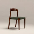 Madeleine Stackable Wooden Dining Chair | Vintage Green Faux Leather & Walnut