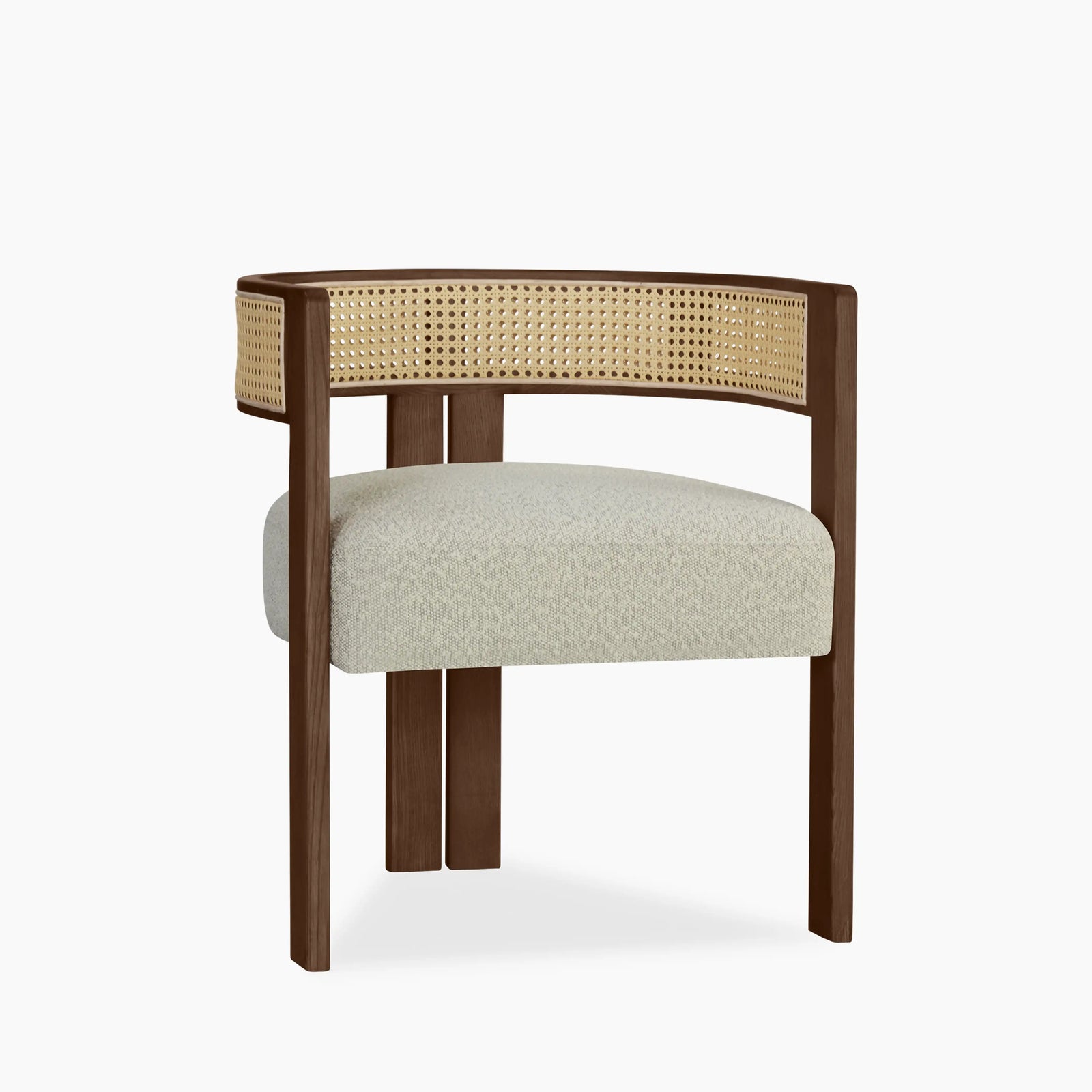 Clifton Wooden Carver Dining Chair | Speckled Stone Sustainable Boucle & Walnut