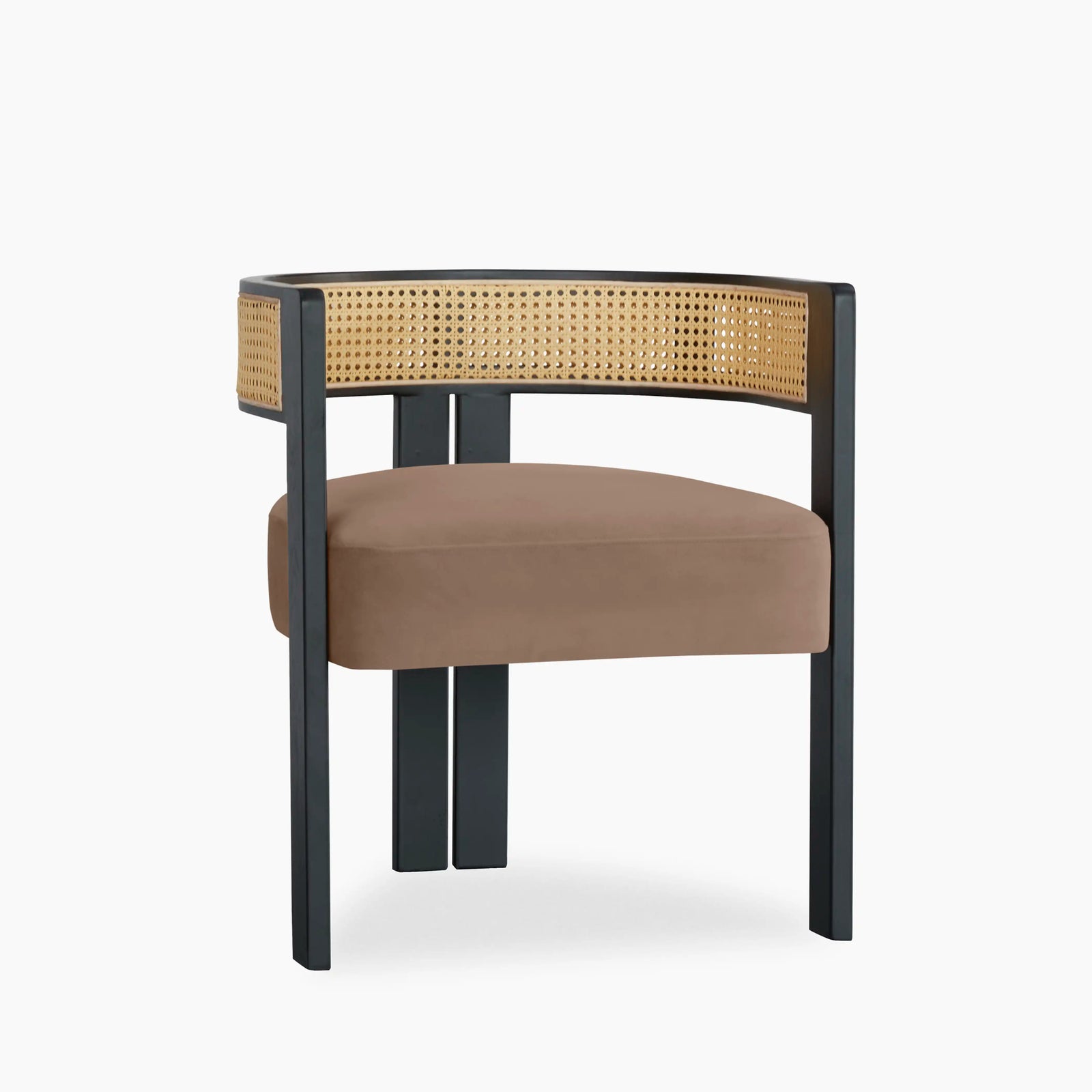 Clifton Wooden Carver Dining Chair | Taupe Sustainable Velvet & Black