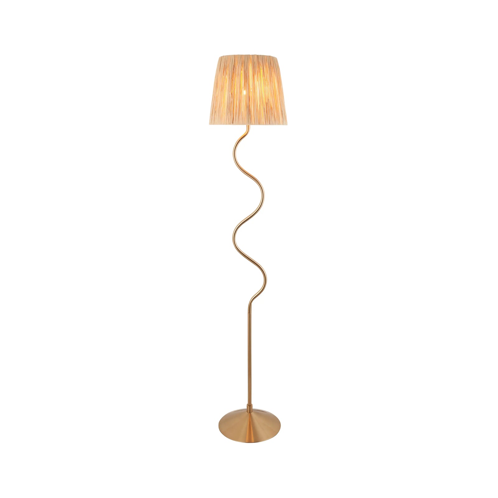 Davis Floor Lamp | Natural Raffia & Brass