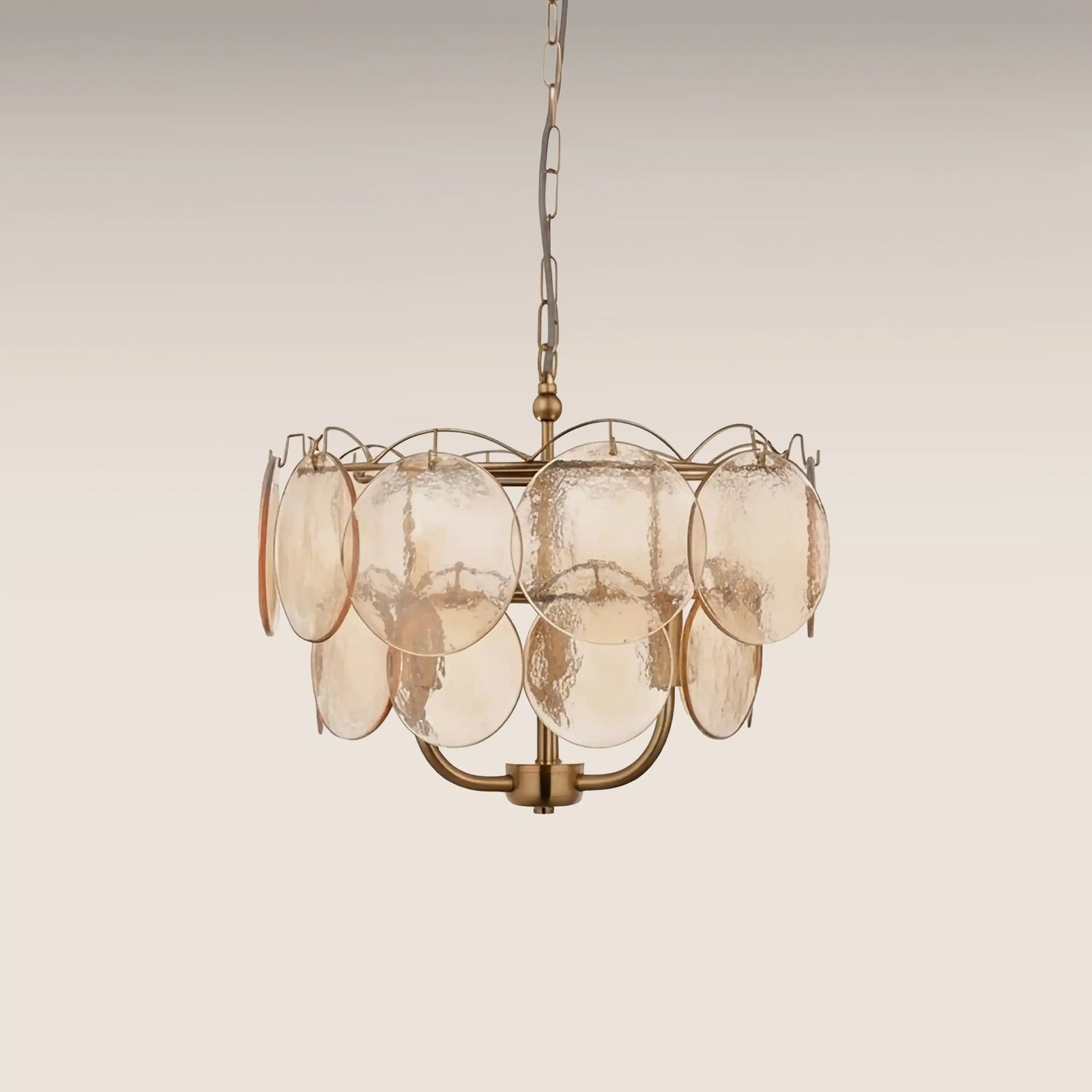 Lenora 3 Light Pendant Light | Champagne Rippled Glass & Brass