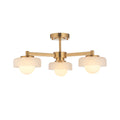 Parson 3 Light Semi Flush Ceiling Light | Opal & Brass