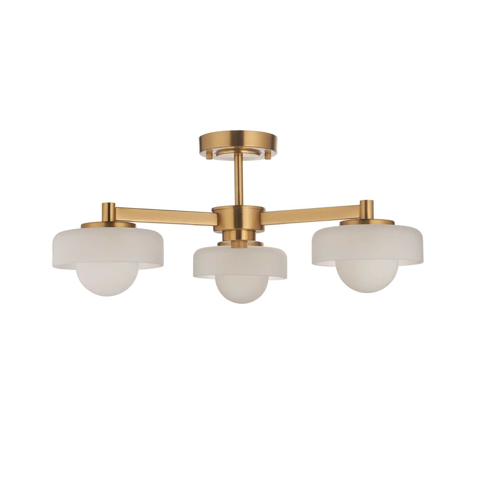 Parson 3 Light Semi Flush Ceiling Light | Opal & Brass