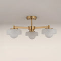 Parson 3 Light Semi Flush Ceiling Light | Opal Glass & Brass