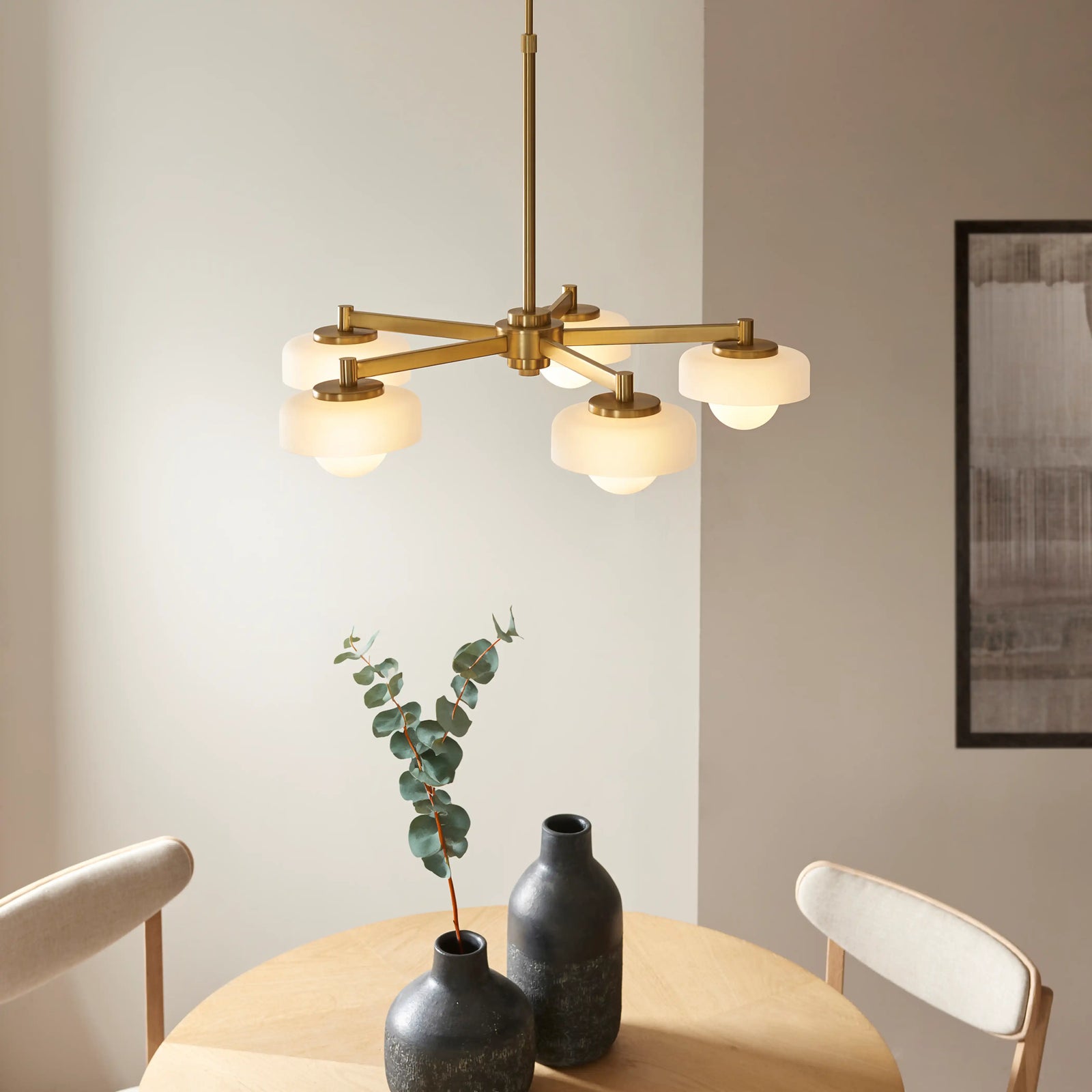 Parson 5 Light Pendant Light | Opal Glass & Brass
