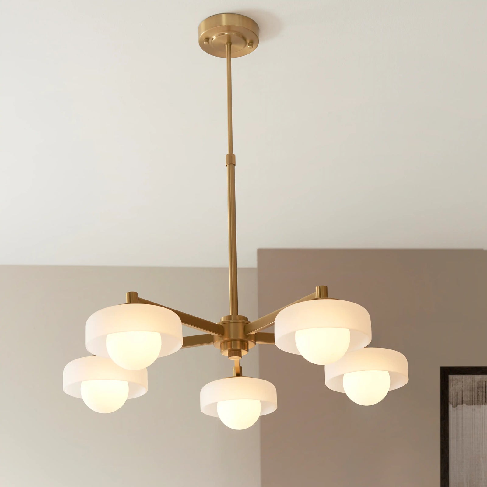 Parson 5 Light Pendant Light | Opal & Brass