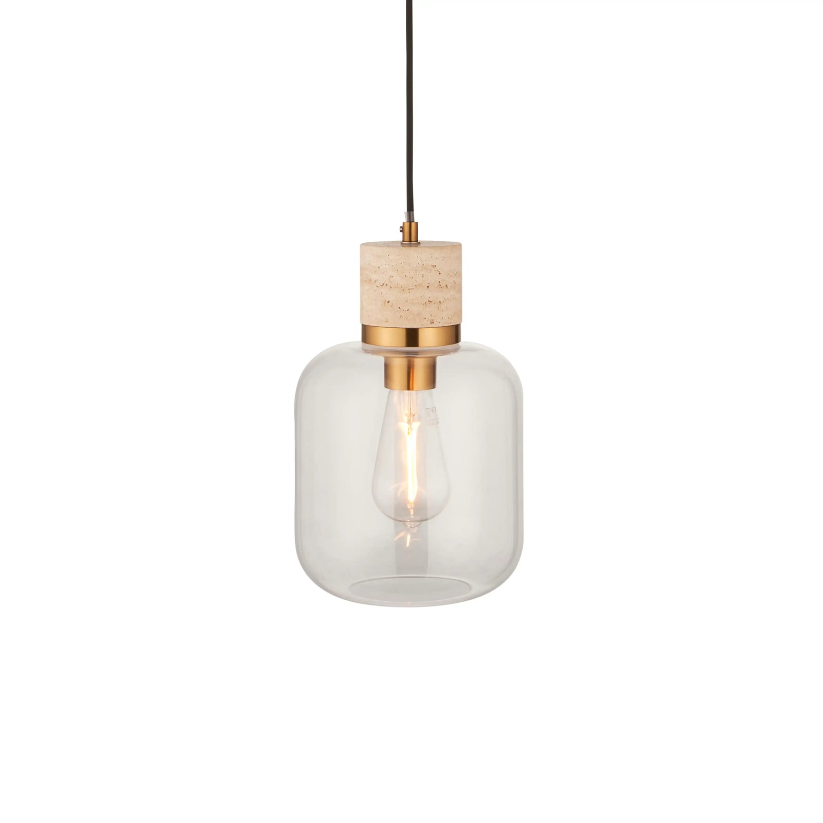 Nolan Pendant Light | Natural Travertine & Brass