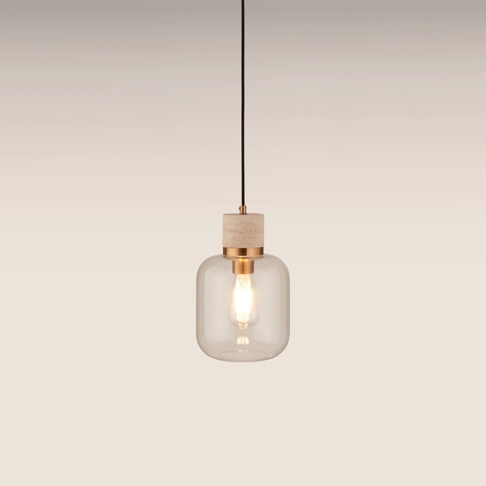 Nolan Pendant Light | Natural Travertine & Brass