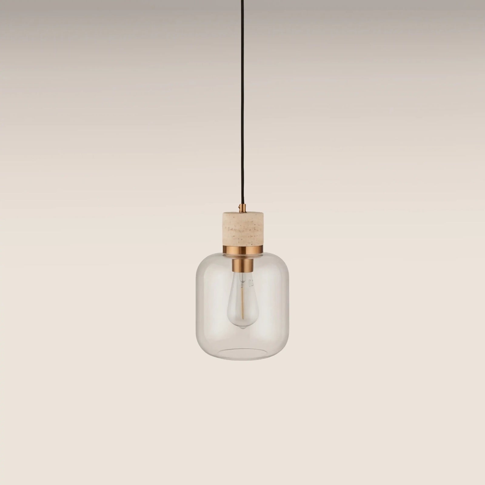Nolan Pendant Light | Natural Travertine & Brass