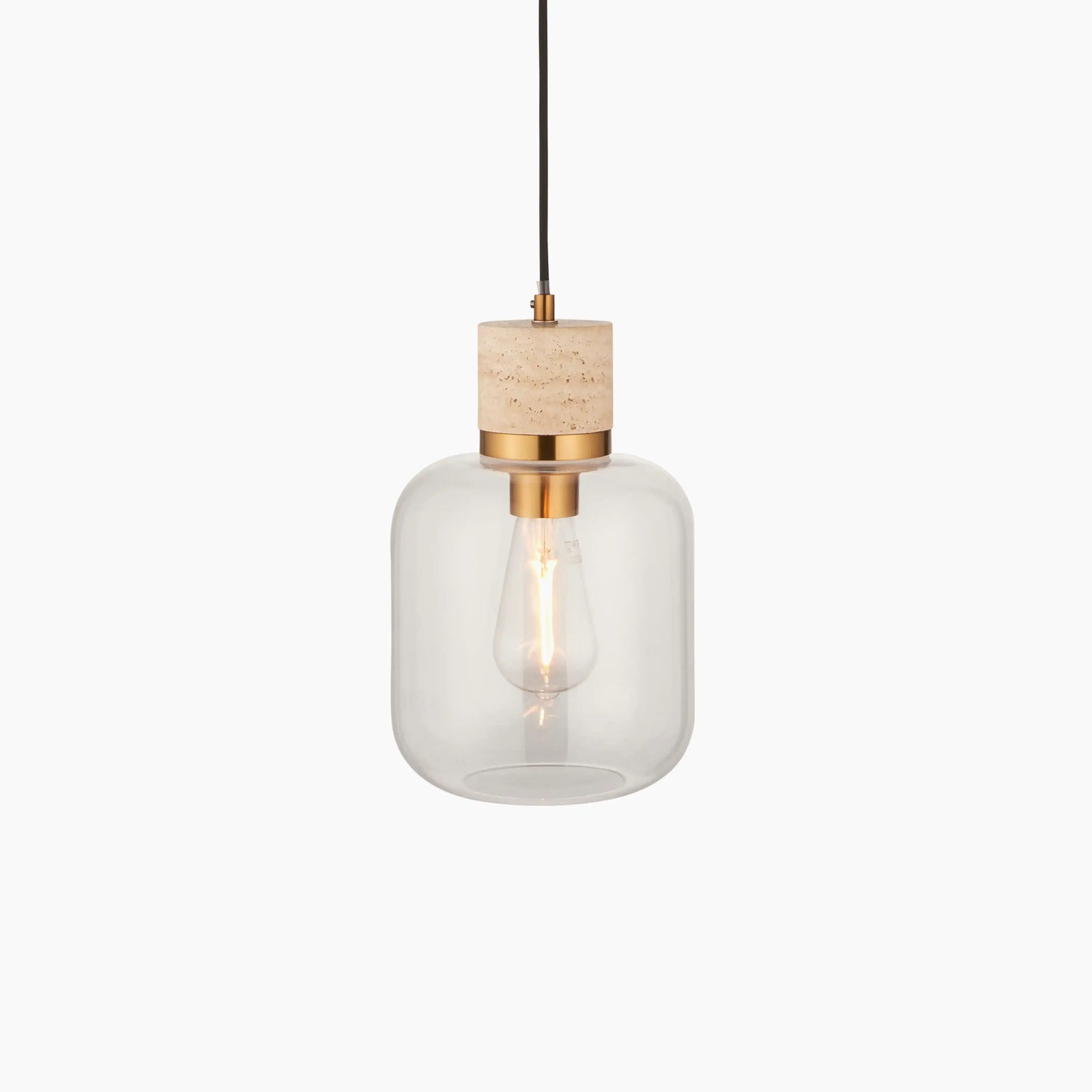 Nolan Pendant Light | Natural Travertine & Brass