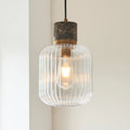 Nolan Ribbed Pendant Light | Dark Brown Marble & Brass