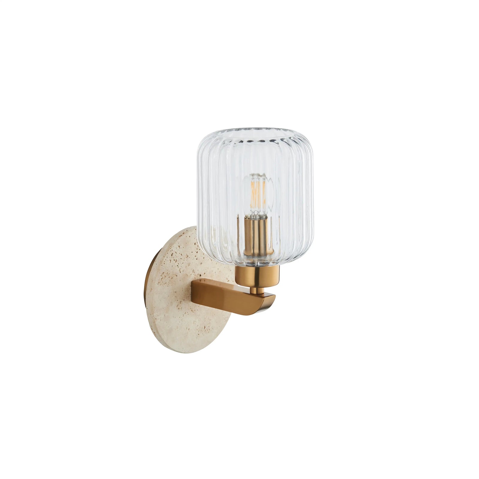 Nolan Ribbed Wall Light | Natural Travertine & Brass
