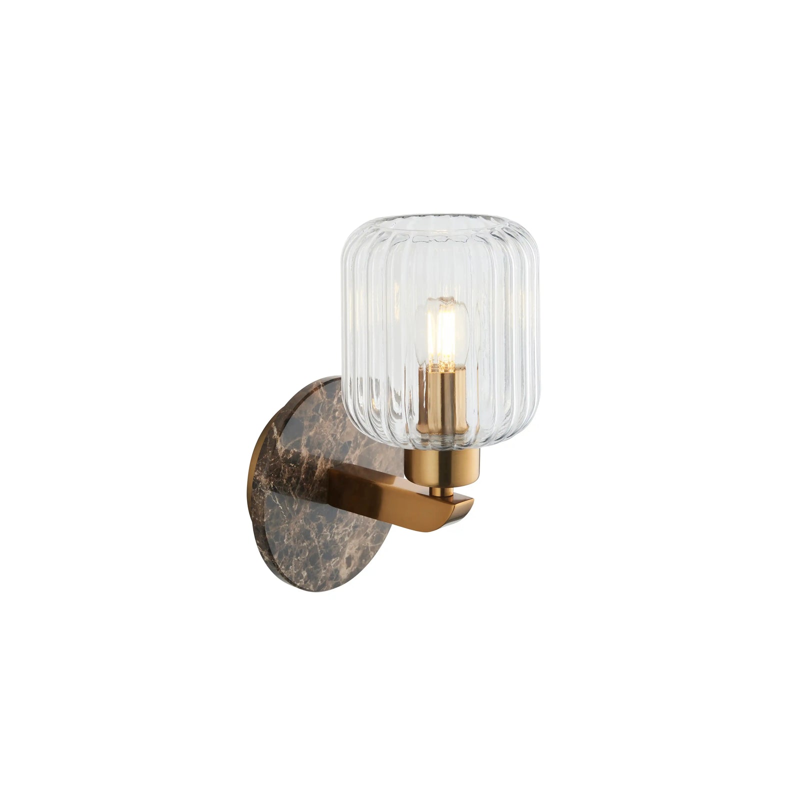 Nolan Ribbed Wall Light | Dark Brown Marble & Brass
