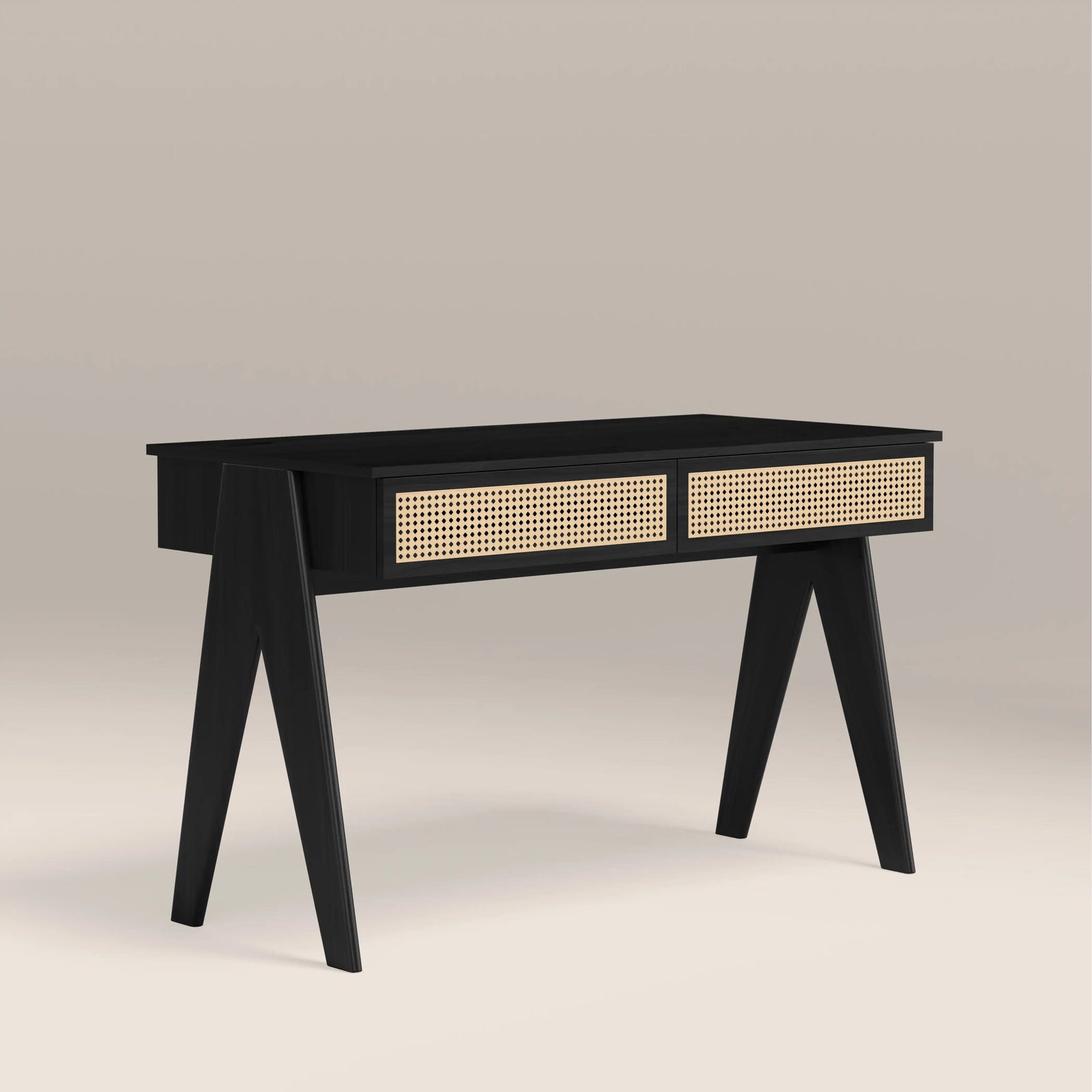 Campbell Large Wooden 2 Drawer Desk | Black