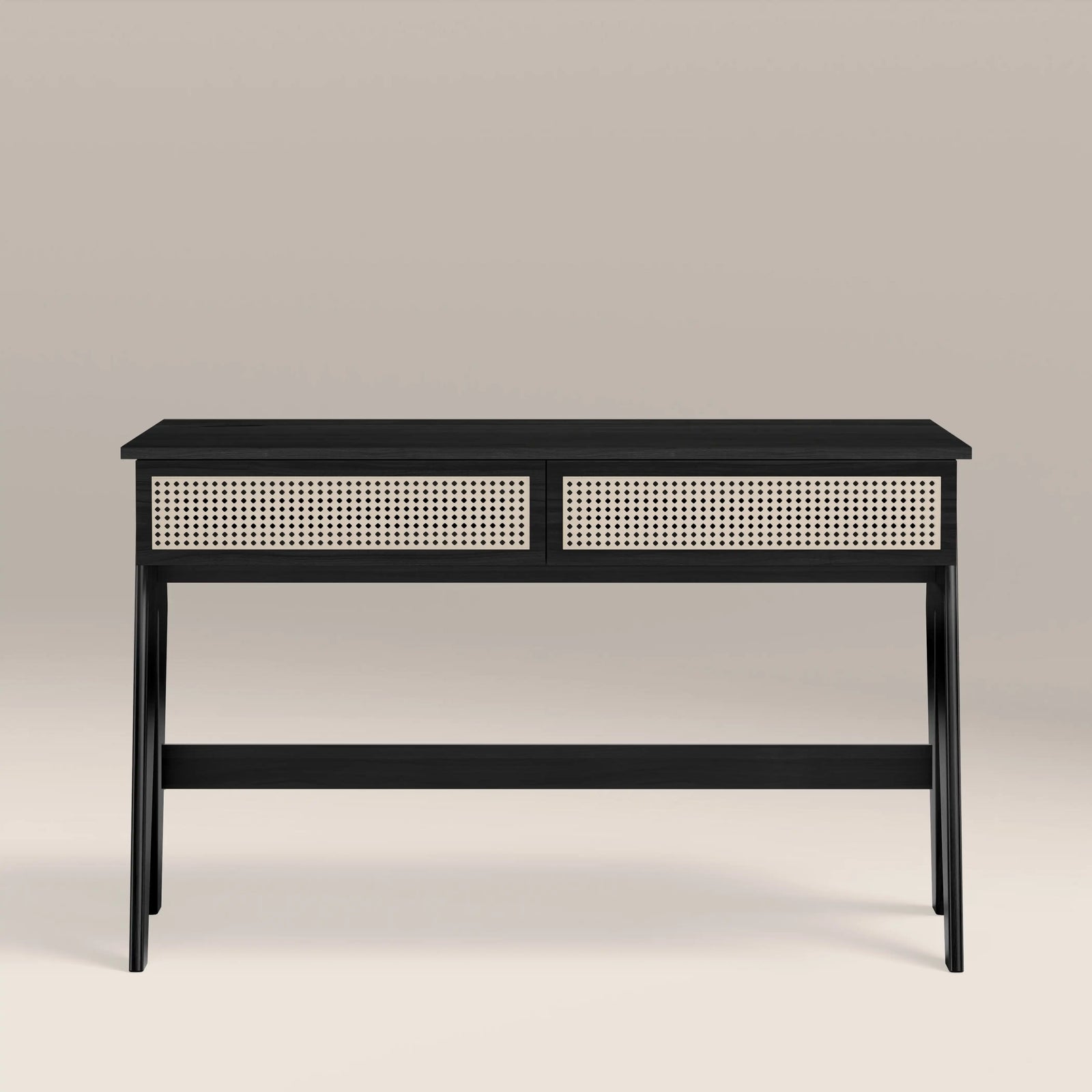 Campbell Large Wooden 2 Drawer Desk | Black