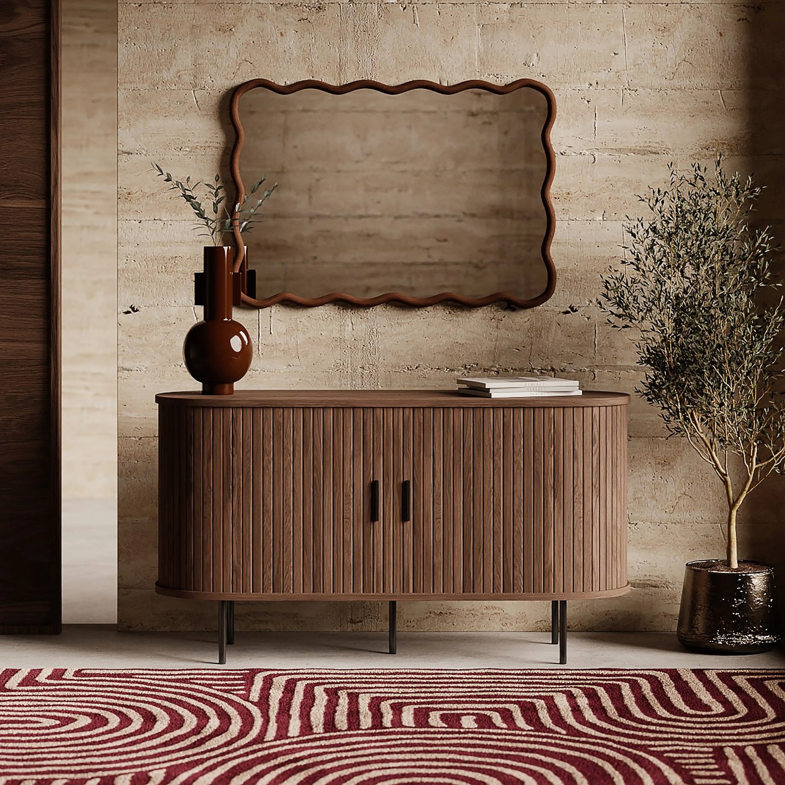 Mika Wooden Sideboard | Walnut & Black
