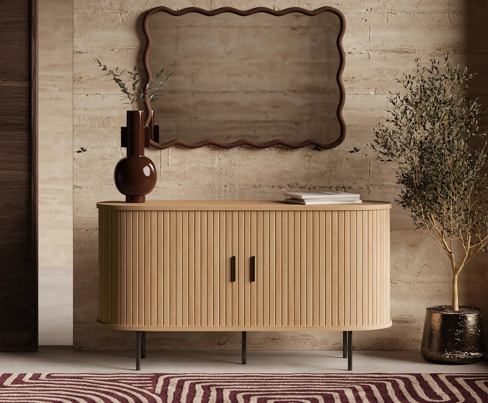 Mika Wooden Sideboard | Oak & Black