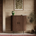 Mika Tall Wooden Sideboard | Walnut & Black